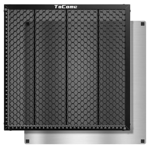 Top view of Steel Honeycomb Laser Bed 300x300mm 12x12in With Magnet Hold-Down For Laser Engraver And Cutter Built To Last 325x325x12mm Frame.