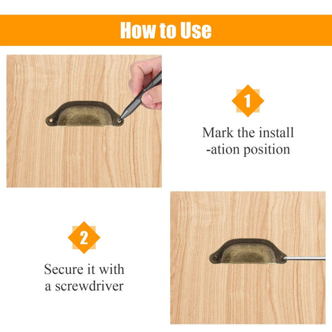 Installation steps for Antique Bronze Cup Drawer Pulls 3 Inch Hole To Hole Cabinet Handles with Two Mounting Holes on wood surface.