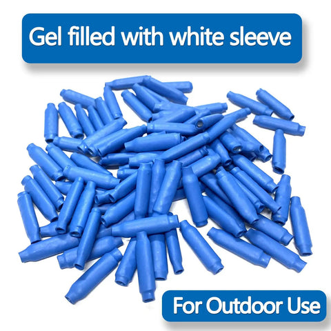 Blue Gel Filled Wet B Type Wire Connectors For Low Voltage Splice Waterproof Outdoor Crimp Beads Great For Alarm And Telephone Wiring Silicone Insulated With Moisture Barrier 1000 Pcs