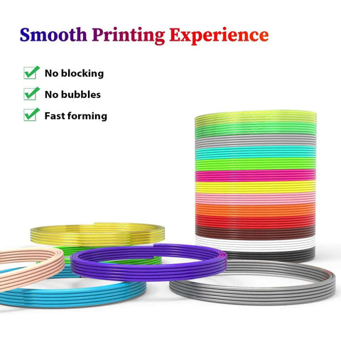 22 Color PLA 1.75mm 3D Pen Filament Refills Pack, 10 Feet Per Color, colorful stack and coils, high precision for smooth prints