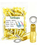 Badass Heavy Duty Heat Shrink Ring Terminals Waterproof Crimp Wire Connectors Quarter Inch Copper Lugs Awg 12 To 10 Adhesive Sealed pack of yellow connectors
