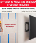 Image showing Top Shelf Tv Mount Anchors For Drywall Heavy Duty 4 Pack Delivers 255 Lbs Of Power Per Piece installation process on drywall.