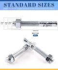 Six Piece Wedge Anchors Three Quarter Inch By Six Inch Zinc Plated Heavy Duty Concrete Fasteners Carbon Steel Construction