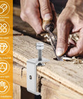 Heavy Duty 304 Stainless Steel C Clamp Set Of 2 Tiger Woodworking Clamps with wide jaws securing wood during crafting.