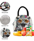 Owl themed backpack with insulated lunch box lightweight fifteen point six inch laptop daypack for work travel picnics multiple pockets