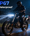 Rock Solid 6 Inch Led Flood Light Bar With 60 Degree Beam, Built Like A Tank IP67 Waterproof Aluminum Housing, Deadly Bright 6000K Cool White 18W Led Pods With Stainless Brackets, 1 Pack in rain on motorcycle.