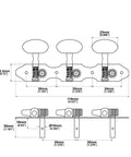 Upgrade Your Gear Game With Slick Antique Brass Tuning Keys Machine Heads Suitable For Three Left And Three Right Peg Configuration Fits Pro Players Wanting Hassle Free Setup And Reliable Performance Plus Any Live Shows Or Home Studio, 110mm guitar tuner diagram