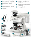 Espresso Machine With Grinder And Milk Frother For Home Use 20 Bar Pressure Vintage Cream Finishing Built In Grinder With Accessories