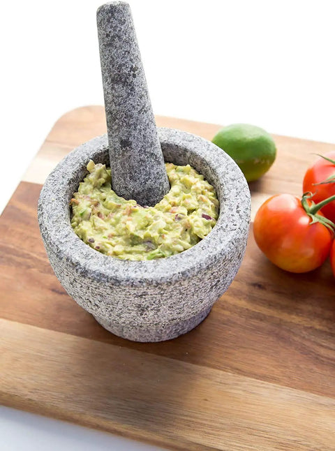 Heavy Granite Mortar And Pestle Set 2 Cup Capacity For Spices Herbs Seasonings Pastes Pesto And Guacamole Natural Stone Molcajete Bowl