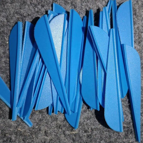 100 Pcs TPU Arrow Vane Replacement Fletching For DIY Archery Easy Install Bulk Pack For Archery Practice Hunting Target Shooting And Daily Arrow Maintenance, blue vanes close-up