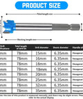 Premium Tungsten Carbide Forstner Drill Bit Set With Quick Fit Hex Shank For Dang Precise Woodworking And Plywood Drilling Up To One Inch Three Eighths Hella Tough Five Piece Shop Kit size chart showing drill dimensions.