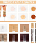 All In One Wood Repair Kit With 6 Oak Color Fillers, 6 Touch Up Markers, assorted shades displayed