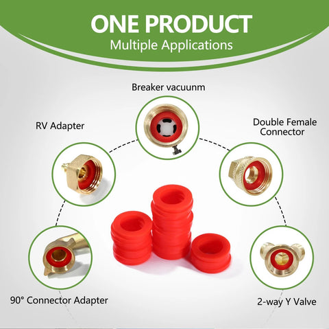 Litorsnge red silicone garden hose washer set, 30 pcs for 3/4" hoses and 5/8" fittings
