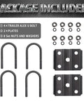 Trailer U Bolt Kit For 2-3/8 Inch Round Axle 3500 Lb Capacity 1/2 Inch Diameter 2 Inch Thread Pitch 5-1/2 Inch U Bolts Beefed Up Trailer Hardware For Secure Mounts package contents