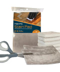 Cut To Size Staining Pads 2 Pack With Micro Brush Material For Wood Stains And Oil Based Finishes showing packaging and scissors