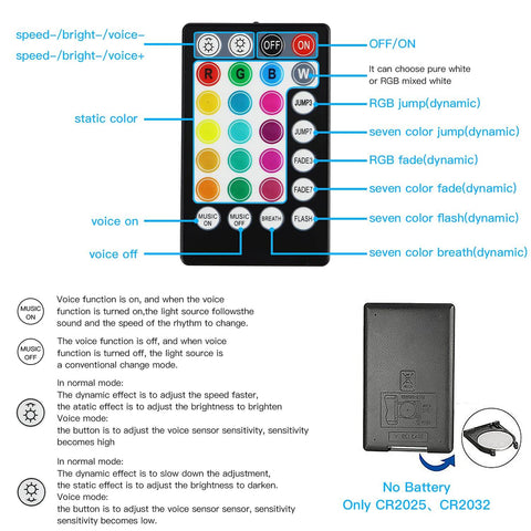 Fiber Optic Starlight Headliner Light Kit With App Remote And Sound Activated Modes For Car And Home Decor remote control with color settings and functions.