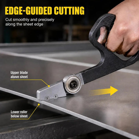 Handheld Metal Plate Cutter For Quick Clean Cuts No Power Needed Portable Sheet Metal Cutter with Non Slip Grip Handle in use