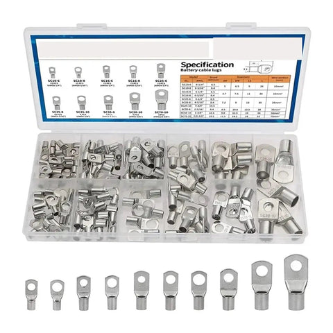 Rock Solid 110 Piece Wire Crimp Connector Kit With Tinned Copper Ring Terminals For Battery Connections That Will Make Your Wiring Project Run Smooth And Stay Secure Without The Headaches, assorted lugs in case