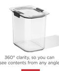 Straight Up 12 Cup Airtight Food Storage Container With Secure Snap Lid For Pantry Organization And Kitchen Cabinets, clear design.