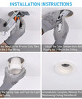 Installation steps for TORCHSTAR 6-Pack 5CCT 4 Inch LED Recessed Lighting, Anti-Glare, CRI90 with J-Box adjustment.