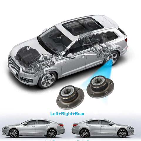 Rear Wheel Bearing Hub Assembly 5 Lug With ABS 2 Pack Fits Audi Q3 2015 Through 2018 product with car illustration