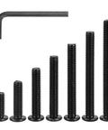Heavy Duty M6 X 15mm Flat Head Socket Head Cap Screws With Hex Wrenches 304 Stainless Steel Countersunk Bolts arranged by size.