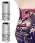Hex Shank Socket Bit Adapter Set From One Quarter Inch Square Drive To One Quarter Inch Hex 2 Pack Chrome Vanadium Steel