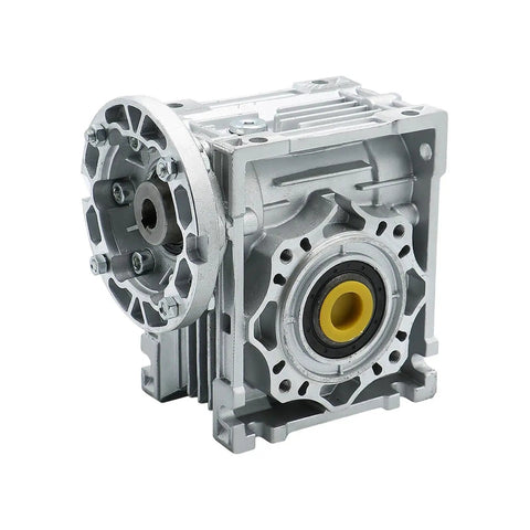 Plug And Play Nmrv040 Worm Gear Speed Reducer With 18Mm Output Shaft showcasing aluminum housing and gear interface.