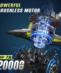 Close-up of brushless motor graphic of Cordless Garden Tiller With Dual 20V 4Ah Batteries, highlighting 2000 RPM power
