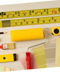 Peel And Stick Measuring Tape Ruler With Double Scale Metric And Imperial Marks Solid For Router Tables And Craft Tasks Clear Numbers That Get The Job Done Quick Pack Of Three Forty Inch Adhesive Strips on a work surface with painting tools.