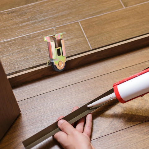 Installation of Closet Door Rollers Replacement With Ball Bearing Wheels For Mirror Wardrobe Sliding Doors on wooden floor