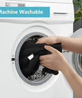 Person placing Premium Microfiber Cleaning Cloths 150 Pack 11.5 By 11.5 Inches into washing machine