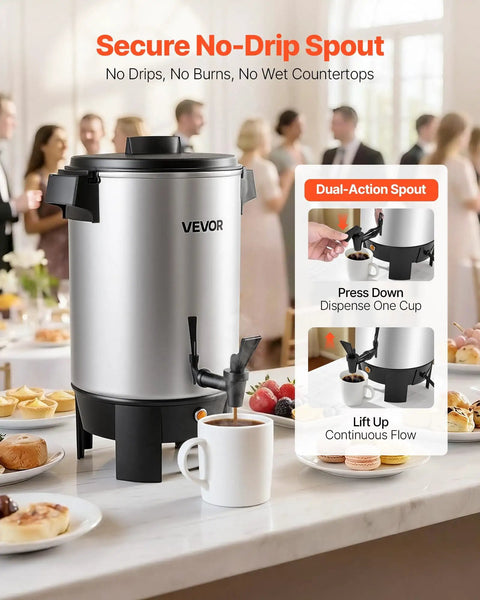 Big Batch 152 Oz Coffee Urn For Catering And Parties With Dripless Faucet 1090W Quick Brew Auto Temperature Control