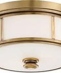 Harbour Point Flush Mount 2-Light Ceiling Fixture in Liberty Gold, Dimmable, 120 Total Watts, 13.5-Inch High by 6.5-Inch Wide