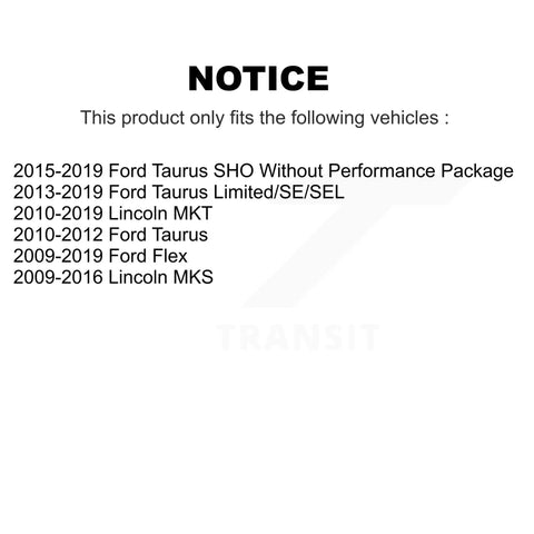 Notice for Rock Solid Front And Rear Wheel Bearing Hub Assembly Kit Fits Ford Flex Taurus Lincoln Mks Mkt compatible vehicles.