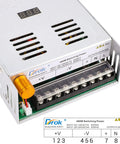 Adjustable DC Power Supply 0 To 24V, 20A Buck Converter From 110/220V AC To Regulated 24V DC shown with digital display