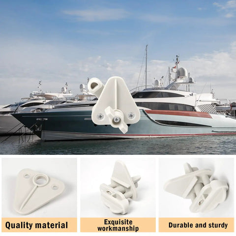 Heavy Duty Pontoon Boat Gate Latch Replacement Kit With Stainless Steel Screws Compatible With Standard One To Four Inch Marine Tubing Keep Your Vessel Locked Down Tight mounted on a boat.