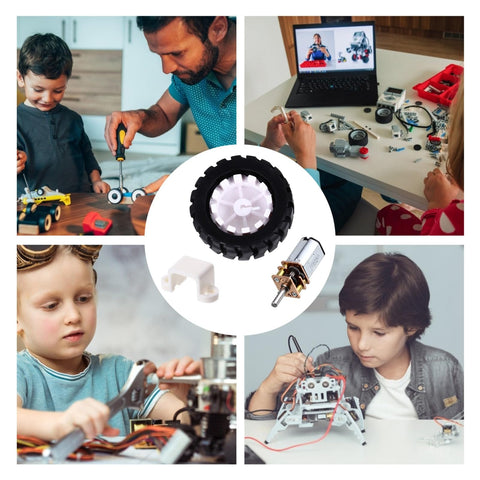 2 Sets Mini DC Gear Motor Kit With Rubber Tire Lightweight Reducer Motor For DIY Projects And Educational Experiments
