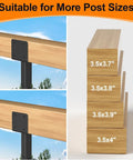 4x4 Heavy Duty Adjustable Angle Pergola Brackets Kit Black Metal Roof Riser Beams For Gazebo Patio Cover Outdoor Diy Support