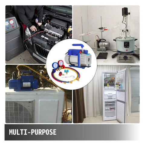 Heavy Duty 3 CFM Single Stage Vacuum Pump For HVAC Refrigeration Gauges. Portable A/C Repair Tool With Shock Proof Base And Copper Motor. Ideal Radiator Service For Auto Shops And Pros Who Want Smooth Operation