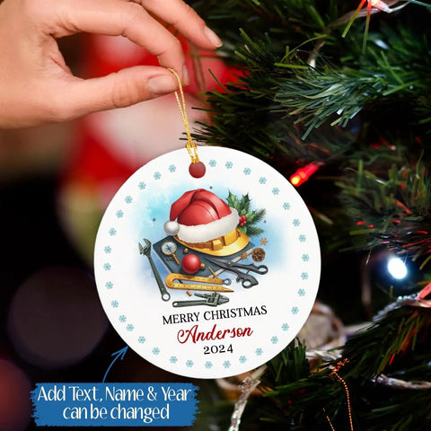 Personalized Mechanical Engineer Christmas Ornament 2026 Gift For Dad Mom Son Daughter Teacher Or Coworker Custom Name And Text Keepsake