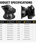 Heavy Hitter Led Flood Light 200W To 1500W Top Shelf Lumens Outdoor Area Spotlight specifications chart with sizes and weights.