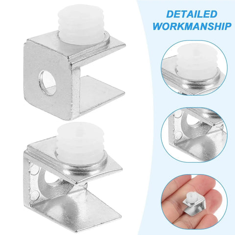 Bulk 100/200 Piece Shelf Brackets Glass Support Clamps Zinc Alloy Wall Mounts For Shower Rails And Mirror Hangers Hardware close-up view