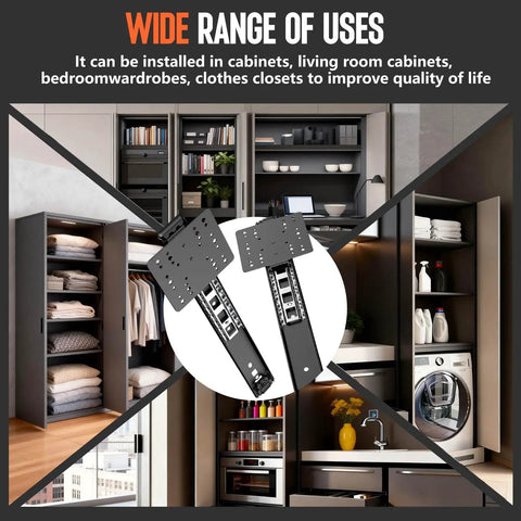 Hidden Pocket Door Slide Hardware Kit 2 Pack 12 Inch for inset cabinets in various home settings.