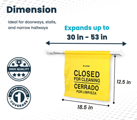 Built Different Two Pack Bilingual Restroom Closed Sign Heavy Duty Polyester Door Barricade Hanger English Spanish Warning Tag, expands 30-53 in.