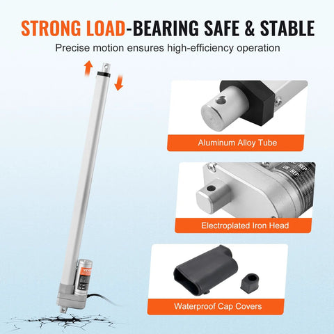 VEVOR 12V 20in waterproof IP65 linear actuator with aluminum alloy tube and electroplated iron head