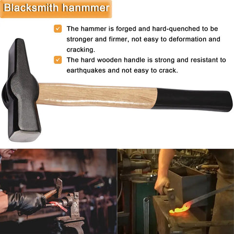 Wolf Jaw Tongs 15 Inch For Blacksmithing With Pro Grade Forging Hammer for anvil metalworking