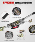 Diagram of Heavy Duty Come Along Winch 5 Ton 10000 Lbs Hand Winch Tool With 10 Ft Rope, showing parts and features.