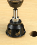 Smooth Operator Aluminum Dowel Jig Kit With Bench Dog Hole Drill Guide and Chamfer Reamer Burr tool on wooden surface.