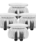 Heavy Duty Swivel Caster Wheels for Furniture Drawer Mobility shown from above, clear plastic with black wheels, compact size for easy movement.